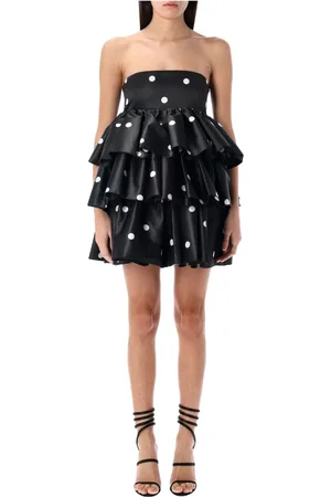ROTATE Kleedjes, Dames, Zwart, S, Polyester, Polka Dot Mini Jurk