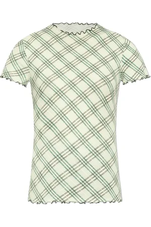 Burberry Tops, Dames, Groen, S, Katoen, Top met Ruitpatroon