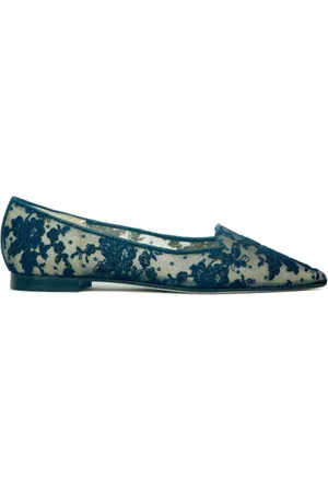 Prosperine Schoenen, Dames, Blauw, 36 EU, Kanten Ballerina Schoenen