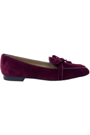 Prosperine Schoenen, Dames, Rood, 36 EU, Fluwelen Strik Loafer Schoen