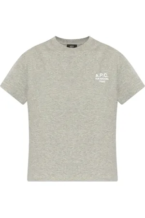 A.P.C. Tops, Dames, Grijs, M, Katoen, Katoenen T-shirt met logo