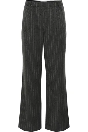 Karen by Simonsen Broeken, Dames, Zwart, M, Grijze Pinstripe Loszittende Broek