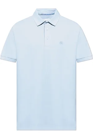Etro Tops, Heren, Blauw, L, Katoen, Polo met Geborduurd Logo