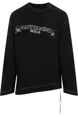 MASTERMIND Tops, Heren, Zwart, L, Katoen, Zwarte Katoenen T-shirt met Uniek Ontwerp