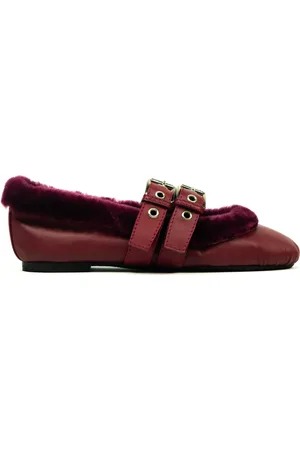 Prosperine Schoenen, Dames, Rood, 40 EU, Leer, Pluche Ballerina Schoenen