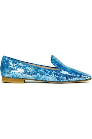 Prosperine Schoenen, Dames, Blauw, 41 EU, Pailletten, Comfort Ballerina Slipper Leren Zool