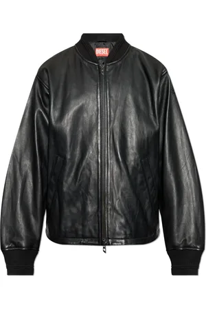 Diesel Jassen, Heren, Zwart, L, Leer, Leren Jas L-Khat