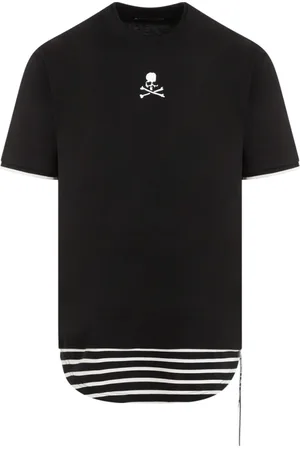 MASTERMIND Tops, Heren, Zwart, M, Katoen, Zwarte Katoenen T-shirt met Uniek Ontwerp