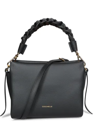 Coccinelle Tassen, Dames, Zwart, ONE Size, Leer, Zwarte leren tas met gevlochten handvat