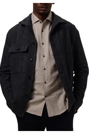 Profuomo Jassen, Heren, Blauw, L, Beige Twill Overshirt voor Heren