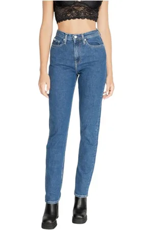 Calvin Klein Jeans, Dames, Blauw, W27 L32, Katoen, Slim Cotton Blend Jeans Collectie