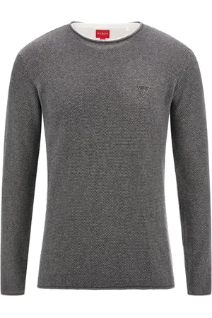 Guess Tops, Heren, Grijs, M, Katoen, Katoenen Trui met Lange Mouwen - Grijs