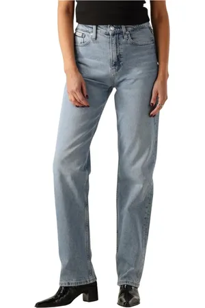 Calvin Klein Jeans, Dames, Blauw, W29 L32, Katoen, High Rise Straight Jeans