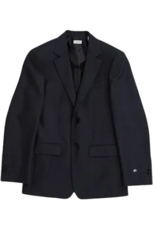 Burberry Jassen, Heren, Zwart, XL, Wol, Navy Blue Wool Suit Jacket
