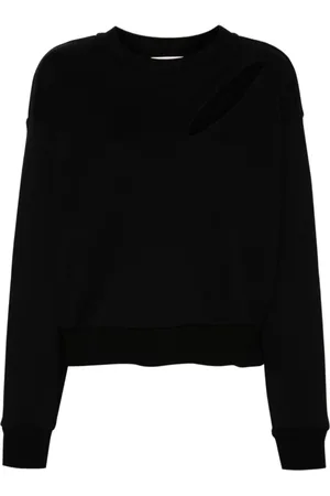 Alexander McQueen Sweatshirts & Hoodies, Dames, Zwart, S, Katoen, Zwart T-shirt met geborduurd logo