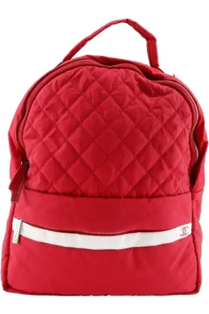 CHANEL Pre-owned, Dames, Rood, ONE Size, Nylon, Pre-owned Canvas backpacks