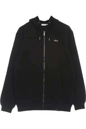 Fila Sweatshirts & Hoodies, Heren, Zwart, XL, Katoen, Zwarte Zip Hooded Sweatshirt voor Mannen