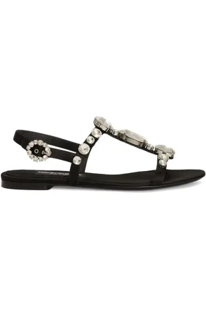 Dolce & Gabbana Schoenen, Dames, Zwart, 40 EU, Sandalen met Kristallen