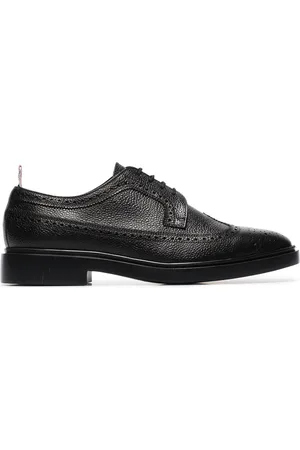 Thom Browne Schoenen, Heren, Zwart, 44 EU, Leer, Zwarte leren Longwing Brogue schoen