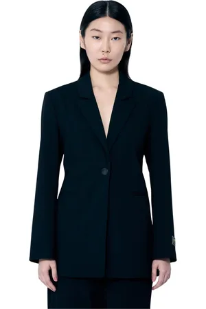 Ganni Jassen, Dames, Zwart, XS, Polyester, Twill Suiting Blazer met Verstelbare Taille
