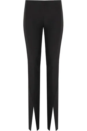 FEDERICA TOSI Broeken, Dames, Zwart, 2Xs, Polyester, Zwarte Skinny Broek met Voorsplitten