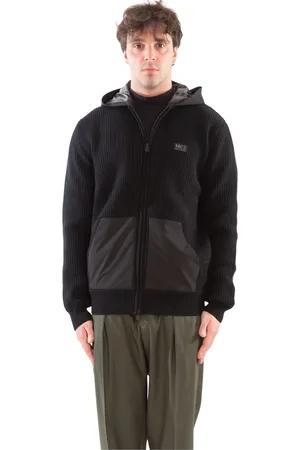 MC2 SAINT BARTH Sweatshirts & Hoodies, Heren, Zwart, L, Merino Ribbed Hoodie