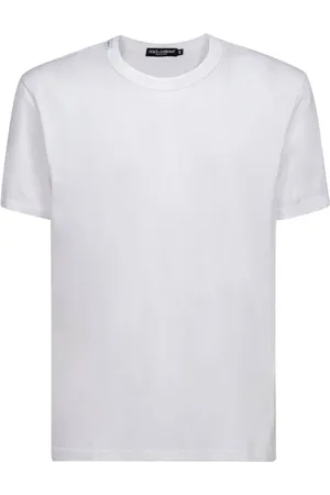 Dolce & Gabbana Tops, Heren, Wit, L, Katoen, Casual Katoenen T-Shirt in Zwart