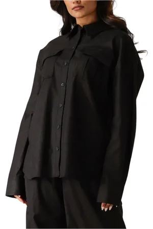 Gestuz Blouses & Shirts, Dames, Zwart, S, Linnen, Zwarte Linnen Blouse voor Vrouwen