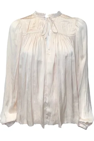 ULLA JOHNSON Blouses & Shirts, Dames, Wit, XS, Polyester, Gerimpelde V-hals Blouse Freja Stijl