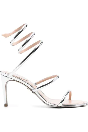 RENE CAOVILLA Schoenen, Dames, Grijs, 38 EU, Zilver Metallic Stiletto Hak Schoenen