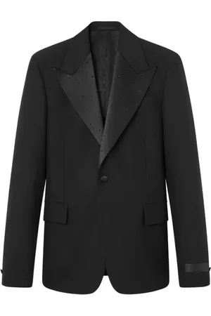 VERSACE Jassen, Heren, Zwart, M, Satijn, Zwarte Peak Lapel Jas