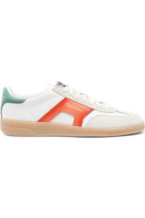 santoni Schoenen, Dames, Wit, 36 EU, Suède, Witte, blauwe en rode leren en suède DBS Oly sneaker voor dames