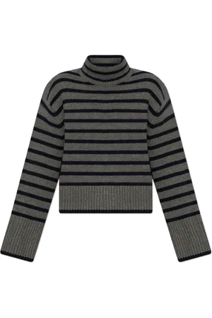 Lisa Yang Truien, Dames, Grijs, XS, Kasjmier, Turtleneck Fleur Stripes