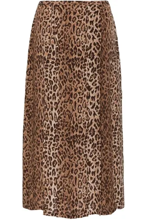 RIXO London Rokken, Dames, Bruin, M, Luipaardprint Zijden Plooirok