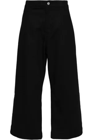 STUDIO NICHOLSON Broeken, Heren, Zwart, S, Denim, Zwarte Denim Wide Leg Jeans