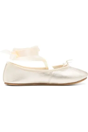 Repetto Schoenen, Dames, Geel, 37 EU, Goudkleurige enkelband platte schoenen