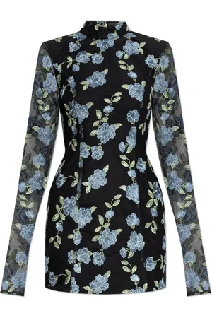 ROTATE Kleedjes, Dames, Zwart, XL, Polyester, Jurk met bloemenpatroon