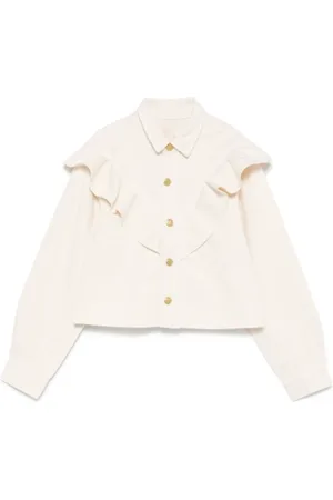 ULLA JOHNSON Blouses & Shirts, Dames, , M, Katoen, Lichtbeige ruches jas Mathilde