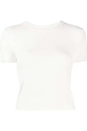 Alexander Wang Tops, Dames, Wit, S, Wit Gebreid T-shirt met Logomotief