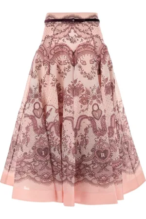 ZIMMERMANN Rokken, Dames, Veelkleurig, M, Linnen, Gedrukte linnenmix crush rok