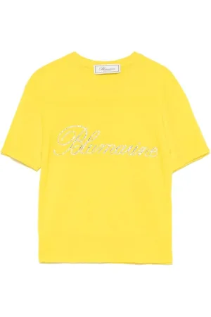 BLUMARINE Tops, Dames, Geel, S, Citroengele Kristalversierde Trui