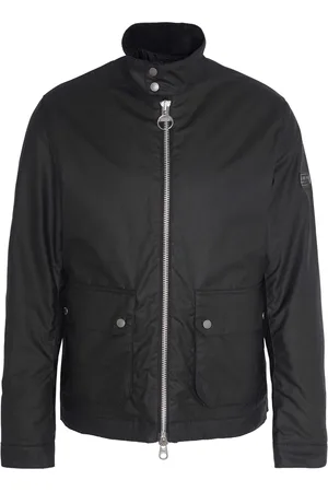 Barbour Jassen, Heren, Zwart, 2Xl, Zwarte gewaxte jas met metalen elementen