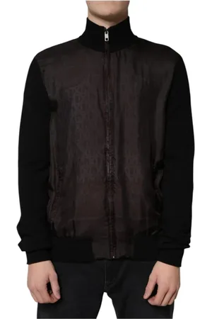 Dolce & Gabbana Jassen, Heren, Zwart, L, Kasjmier, Kasjmiermix Monogram Bomberjack