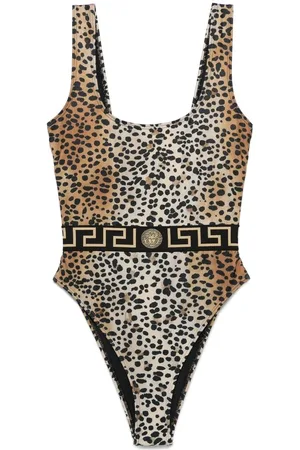 VERSACE Badkleding, Dames, Veelkleurig, S, Beige Square Neck Beachwear Underwear