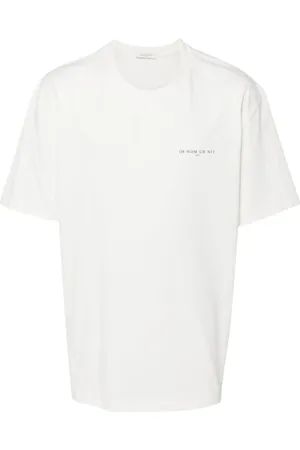 Ih Nom Uh Nit Tops, Heren, Wit, L, Katoen, Wit Logo Print Crew Neck T-shirt