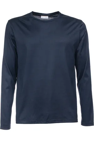 Xacus Tops, Heren, Blauw, L, Katoen, Lange mouw katoenen jersey T-shirt