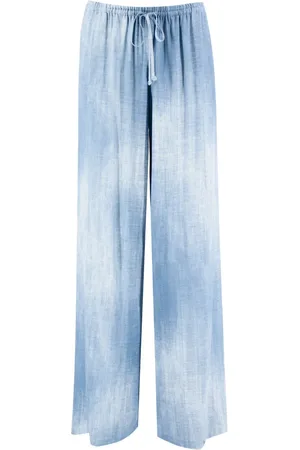 ERMANNO SCERVINO Broeken, Dames, Blauw, S, Vintage Jeans Print Viscose Broek