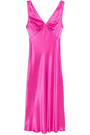 RIXO London Kleedjes, Dames, Roze, L, Fuchsia V-Hals Jurk