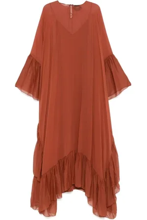 ‎Taller Marmo‎ Kleedjes, Dames, Oranje, S, Gerimpelde Donkeroranje Jurk met Strik