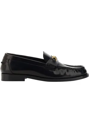 VERSACE Schoenen, Dames, Zwart, 40 EU, Leer, Leren instapper met Medusa-plaquette